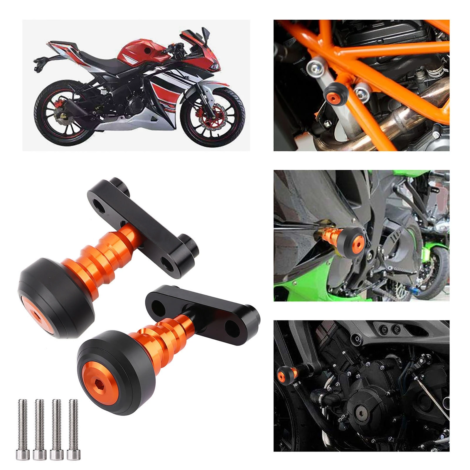 

Collision Protectors Pair of Frame Slider Crash Pad Collision Falling Protectors for Motorcycle 125 200 390 13‑15