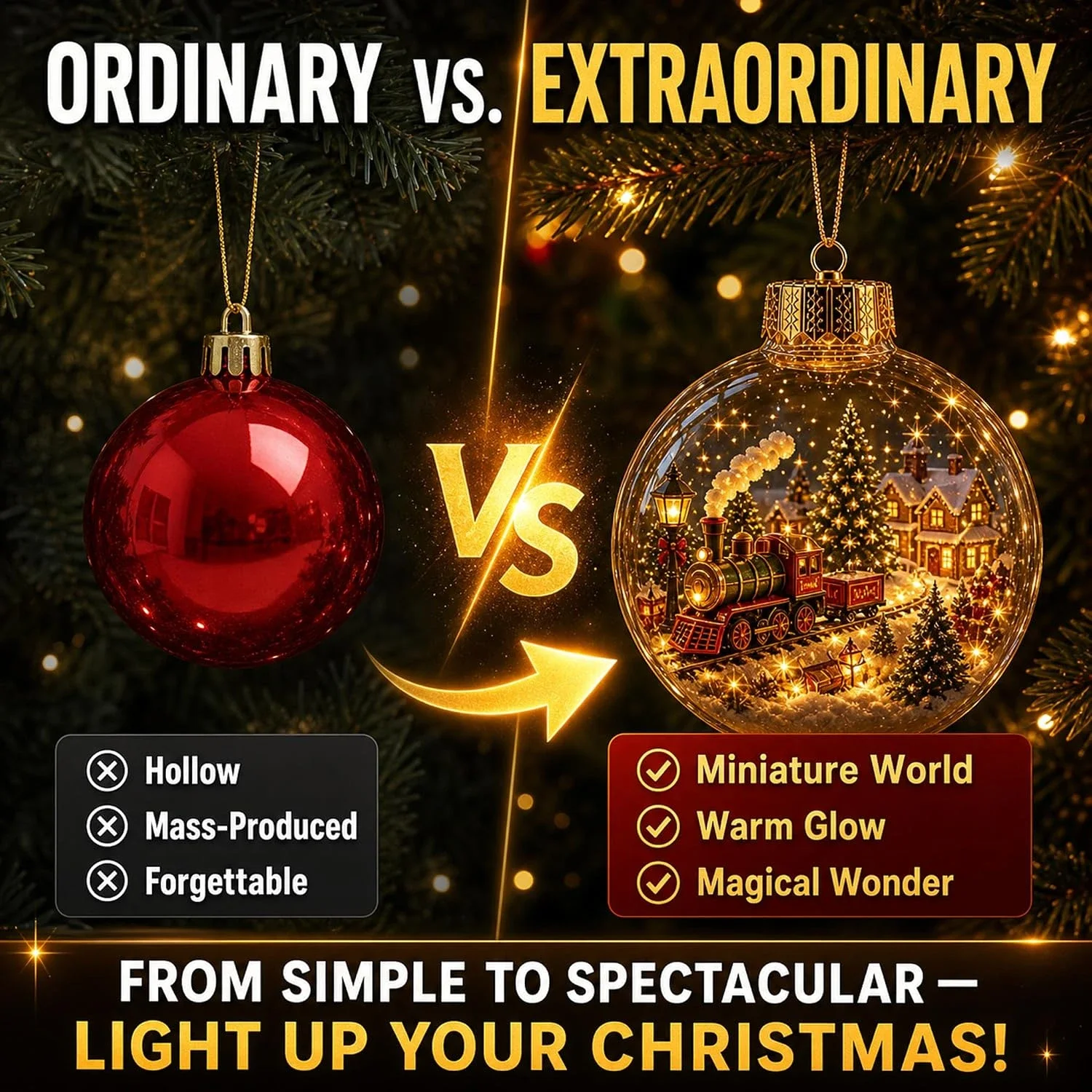 1Pc 3D Glowing Christmas Story Ornament Miniature Diorama Ball with Warm LED Light 2026 Snowman Tree Decor Gift for Home Party