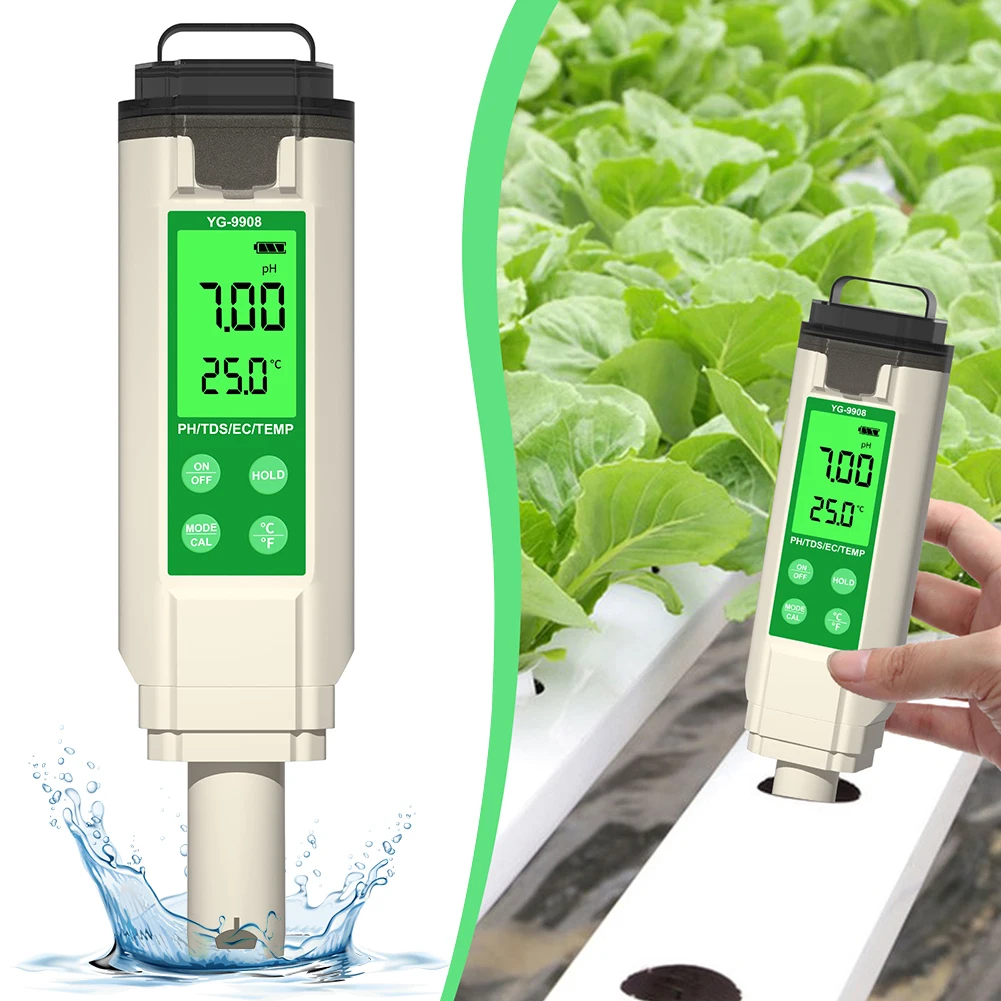 New Digital PH Meter Hydroponic Water Quality Tester LCD Backlight Thermometer PH/EC/TDS Meter for Aquariums Drinking Water Spa