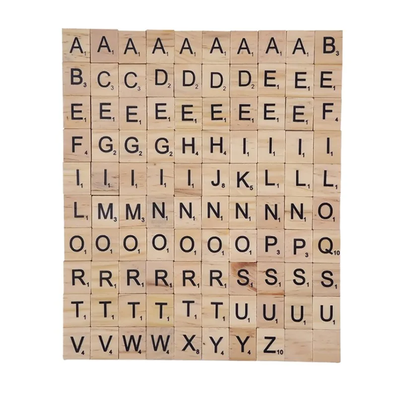 100 Pcs Wood Tiles Letters 1 Complete Sets of Wood Tiles Clever and Delights Perfect for Crafts, Letter Tiles, Spelling
