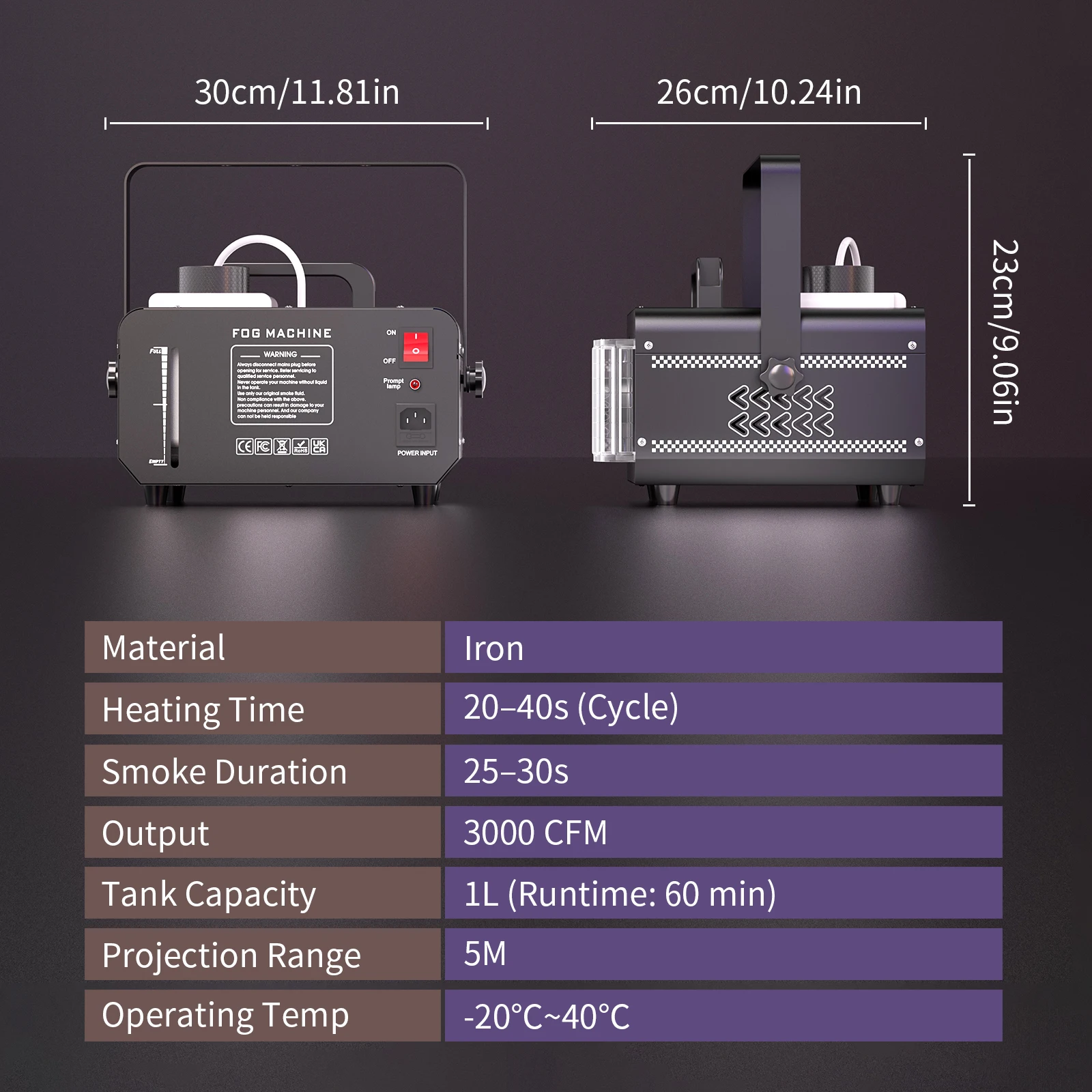 Yiflamefly 1200W 9 RGB LED Fog Machine & Magic Ball Effect with LED Strobe Modes and 14 Static Colors Ideal for Halloween events