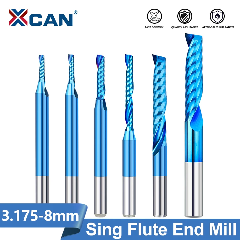 

XCAN 1 Flute End Mill 1pc Carbide EndMill CNC Bit CNC Router Bit Single Flute Wood Milling Tools Milling Cutter 3.175 4 5 6 8mm