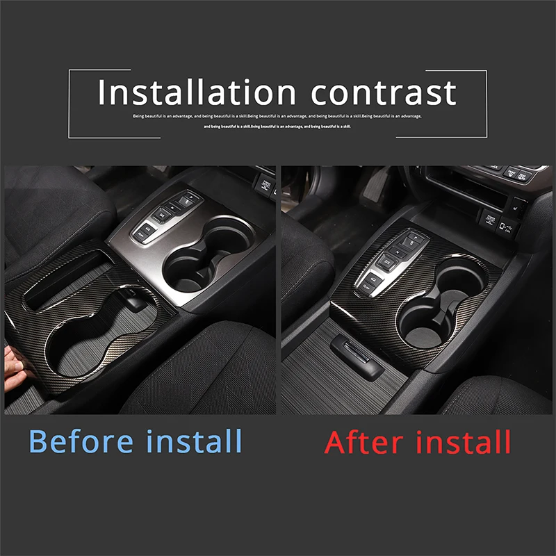 For Honda Pilot 2015-2022 Car Central Control Gear Cup Decorative Frame Sticker ABS Carbon Fiber Interior Accessories 1 Pcs