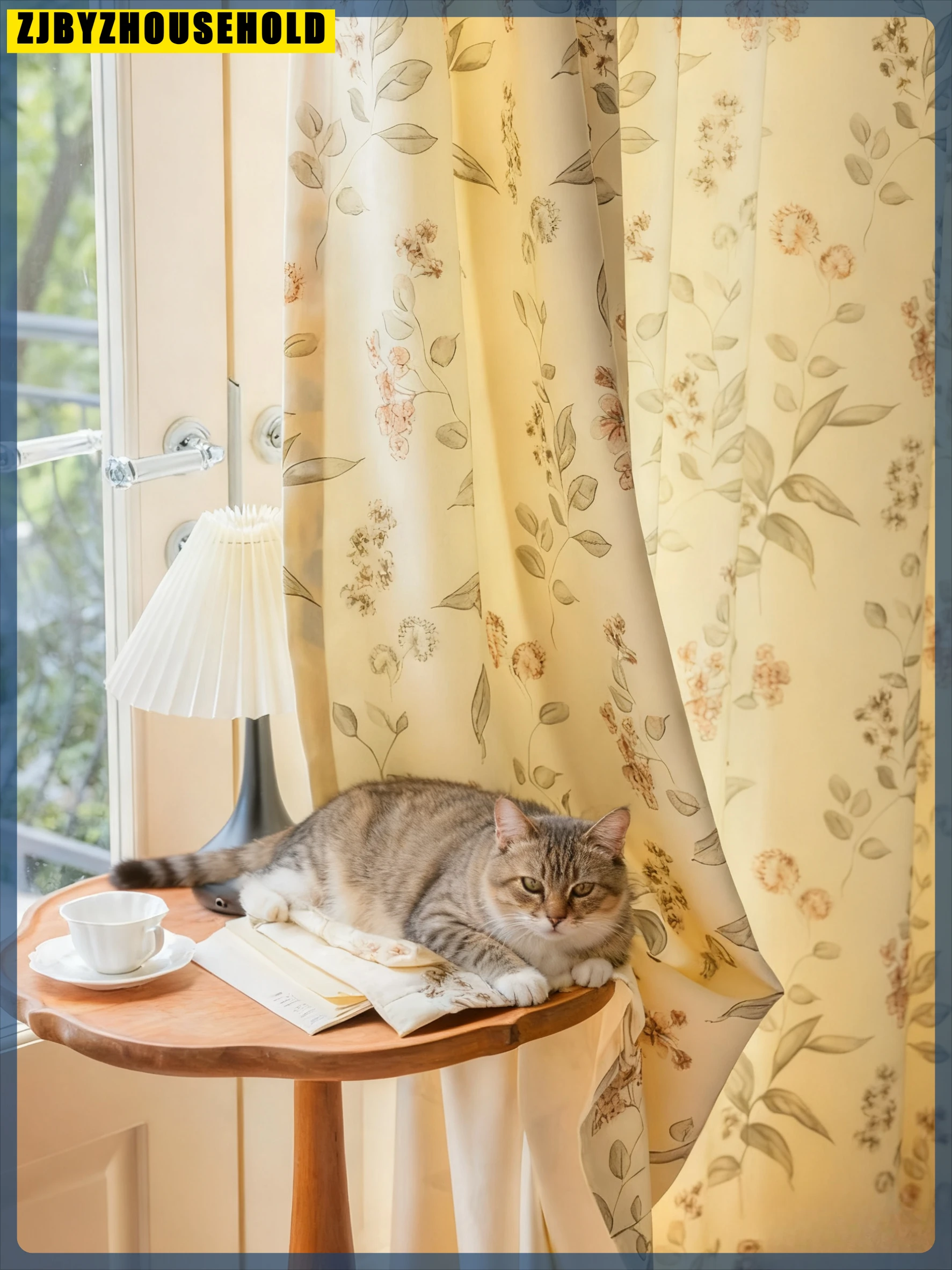 

Semi Blackout Pastoral Pear Blossom Tulle Curtains for Living Room Bedroom Study Custom Made Window Drapes Light Filtering