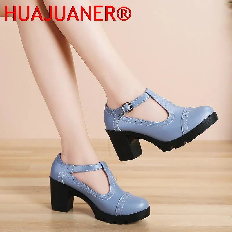 2023 Women Pumps Silvery High heels Lady Genuine Leather Thick with Spring Summer Round Toe Single Shoes Female High Heels 34-43