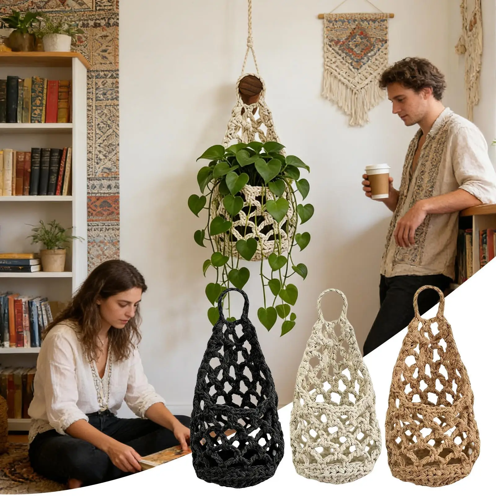 Pot Hangers for Plants Boho Macrame Space Saving Storage Indoor Plant Hanger Wall Decor for Home Bedroom Kitchen Door