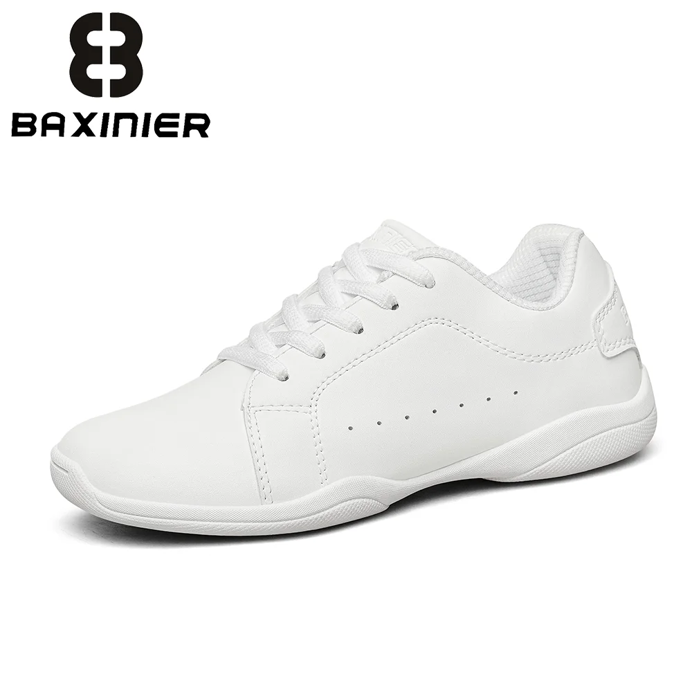 BAXINIER White Cheer Shoes for Girls Wide Toe Box Lightweight Youth Cheer Competition Athletic Gymnastics Training Dance Sneaker