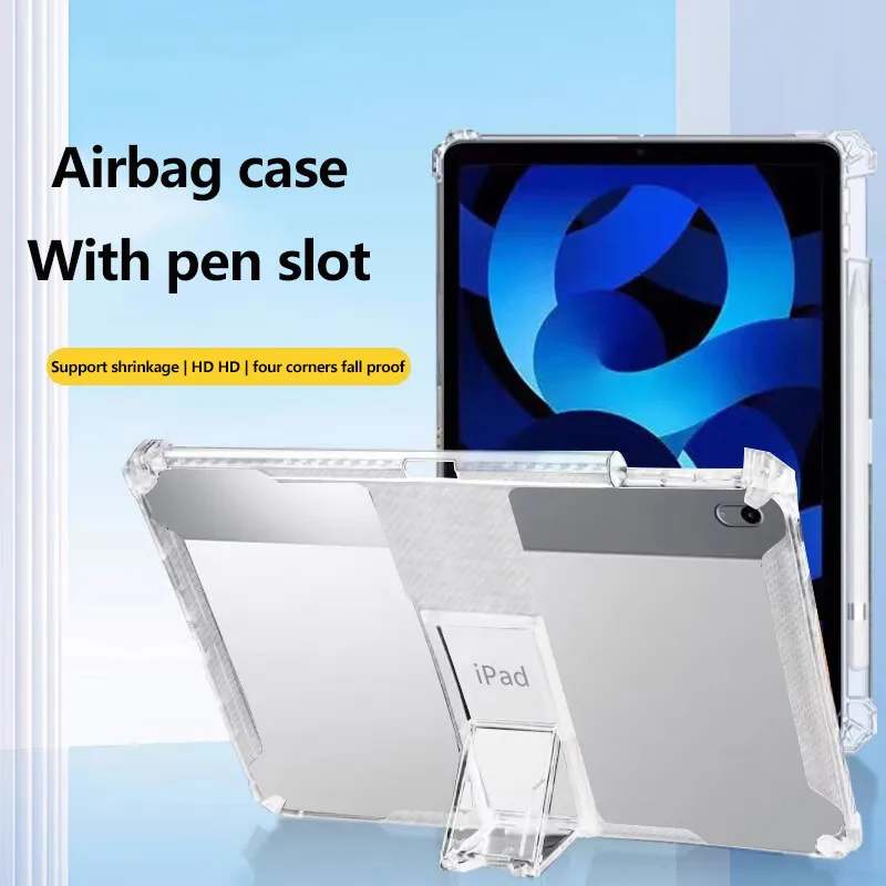 Transparent TPU Bracket Case For iPad Mini A17 Pro 2024 Mini7 Pro11 Air 11 6 5 4 3Pro 2 10th 10.9 10.2 9.7 Mini6 With Pen Slot