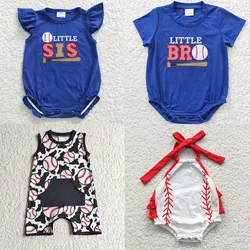 Wholesale Newborn Embroidery Baseball Romper Jumpsuit Toddler Kid Children Summer Ball Game Matching Baby Boy Girl One-piece