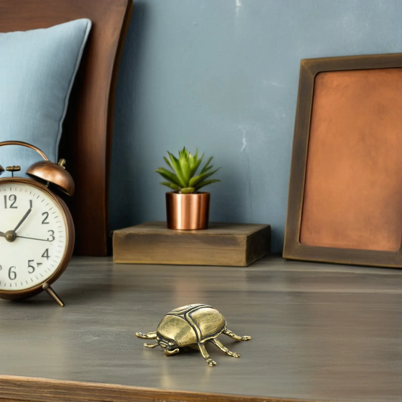 4 Pcs Brass Beetle Insect Ornament Figurine Shaped Beetles for Office Figurines Decor Home