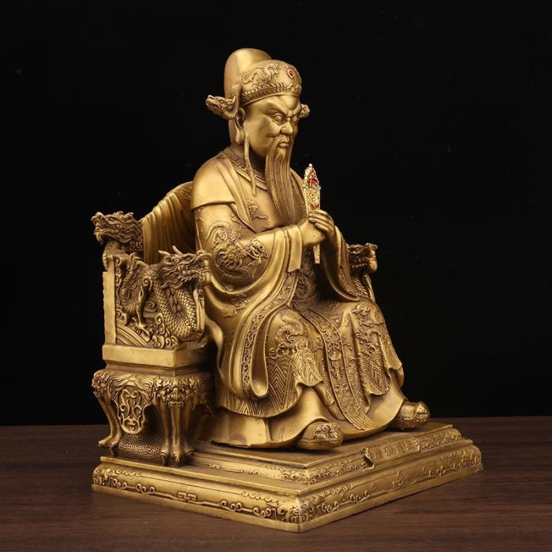 Pure Copper Statue Of The Lord Wuye, Guangji Bodhisattva, East Sea King Sitting On A Dragon Throne, Ho