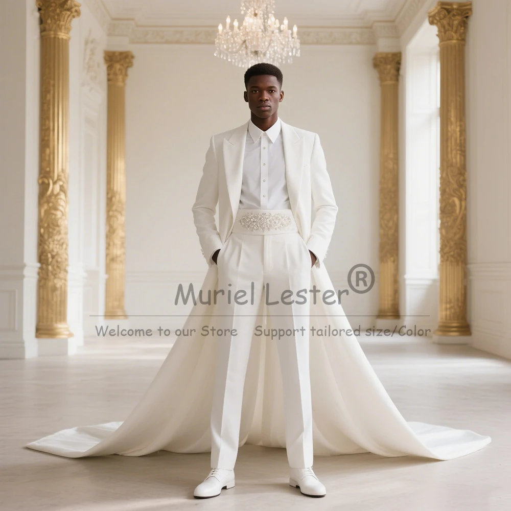 

Роскошные мужские костюмы с кристаллами из бисера, комплекты из 3 предметов, однобортный пиджак для жениха по индивидуальному заказу, мужской банкетный свадебный смокинг, костюм Homme