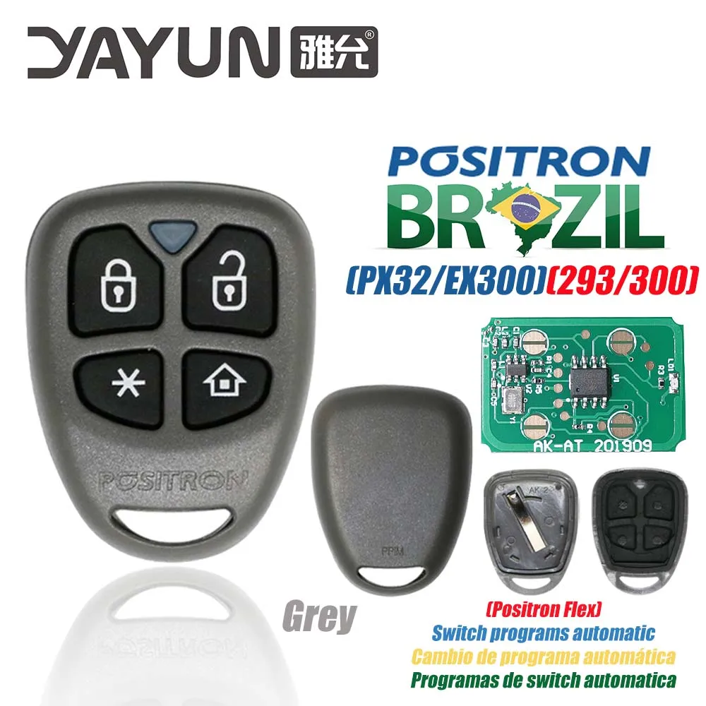 YAYUN AKBPCP123AT/AKBPCP168AT PX46 Remote Key Alarm 4 Button System Double Program (293/300) For Brazil Positron Flex