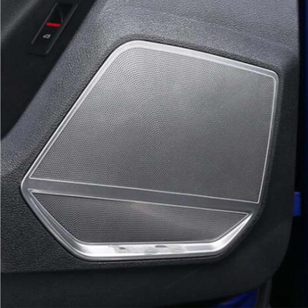 For Audi Q3 F3 2018 2019 2020 2021 2022 Car Door Inner Styling Stainless Steel Stick Audio Speak Sound Cover Circle 4PCs