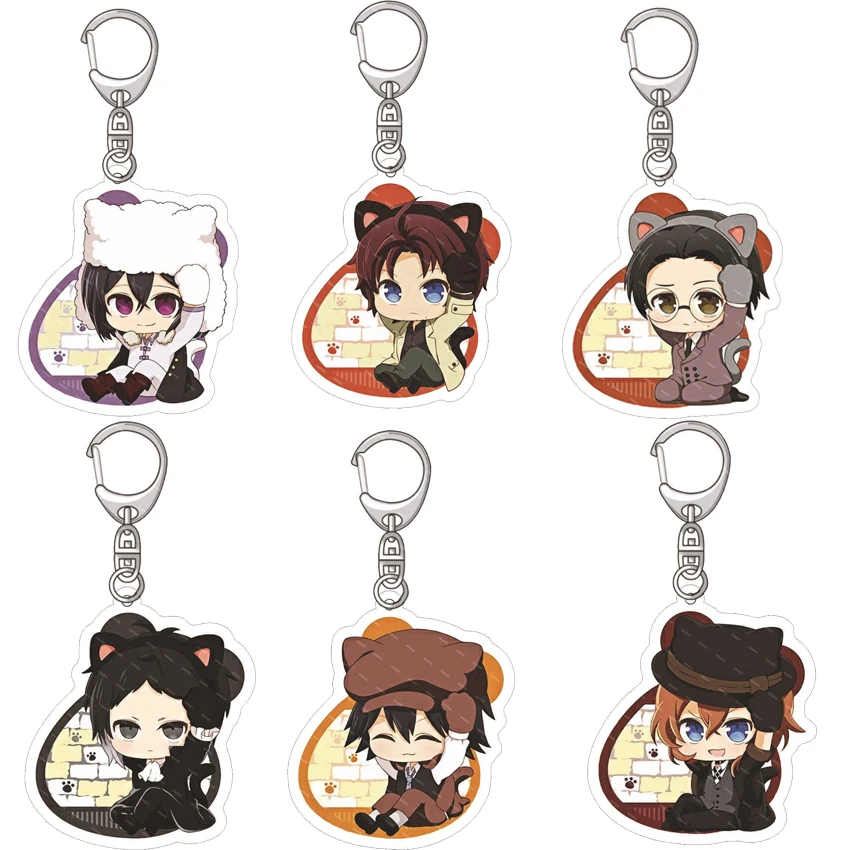 55MM Anime Bungo Stray Dogs ‌ Llavero de Acrílico con Figuras de Nakajima Atsushi, Edogawa Ranpo, Akutagawa Ryūnosuke, Nakahara Chuuya, Regalos