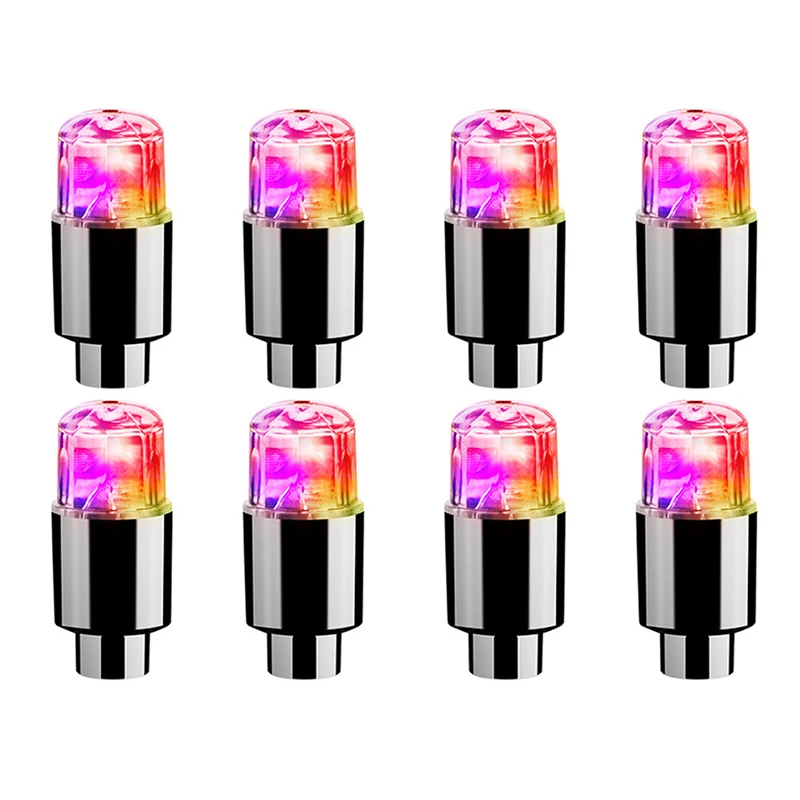 4Pcs Car Colorful LED Wheel Lights Car Tire Valve Caps Neon Light Bulb Universal Car Motorcycle Bicycle Valve Cover Exterior