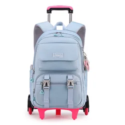 School Backpack with Wheels Trolley School Bag for Teenagers Girls Rolling Backpack Students Children Schoolbag Travel Bags