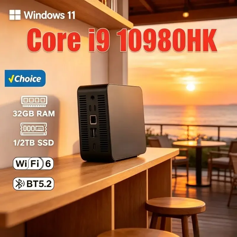 

2026 Latest Mini Computer Core I9 10980HK, Windows 11,16GB SSD ,WiFi6, BT5.2 ,4K HD,Stable Running for Home and Office Scenarios
