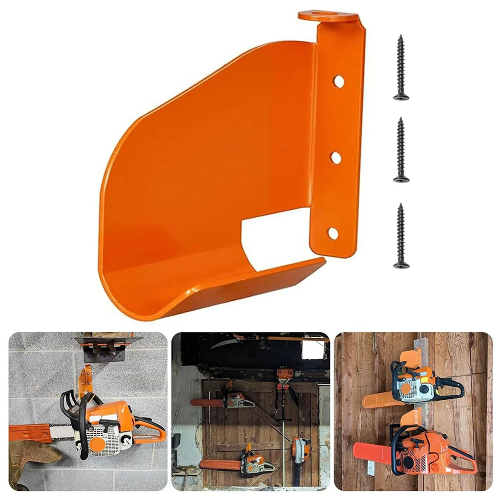 Chainsaw Wall Mount Hanger Heavy Duty Metal Chainsaw Storage Hanger with Screw for Garden Tools Garage Chainsaw Storage Rack