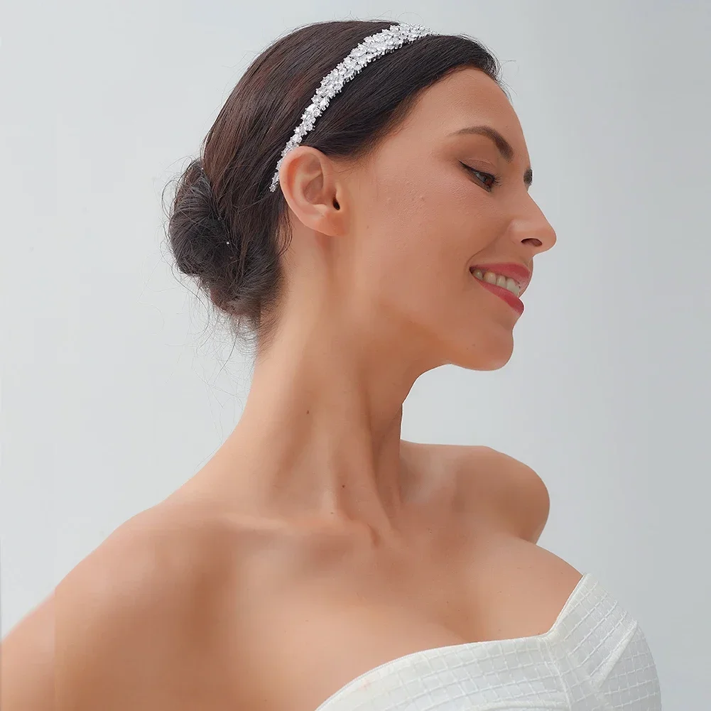 หรูหราCZ Headbandsเงินสีมงกุฎเจ้าสาวElegant Headwearงานแต่งงานอุปกรณ์เสริมผมเครื่องประดับของขวัญเพื่อนเจ้าสาว