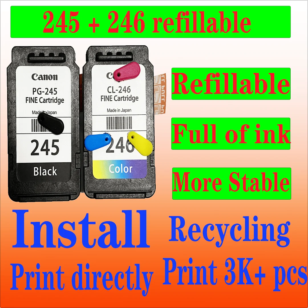 Original Ink Cartridges 245 246 Compatible for Canon PG243 CL244 PG-245XL CL-246XL for Pixma MX490 MX492 TS3122 MG2522 TR4522 T