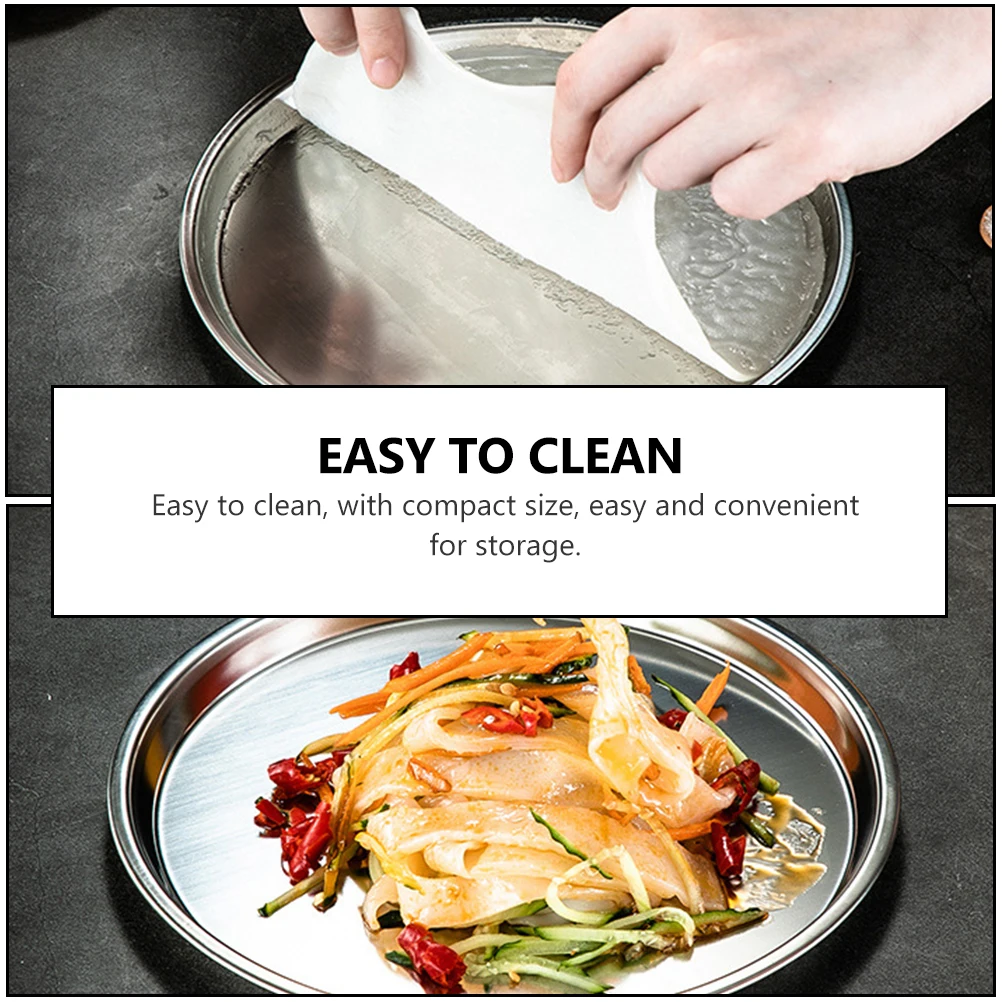 

Stainless Steel Cold Dish Plate Round Tray Food Serving Platters Containers Divider Bakeware Easy Clean Compact Size