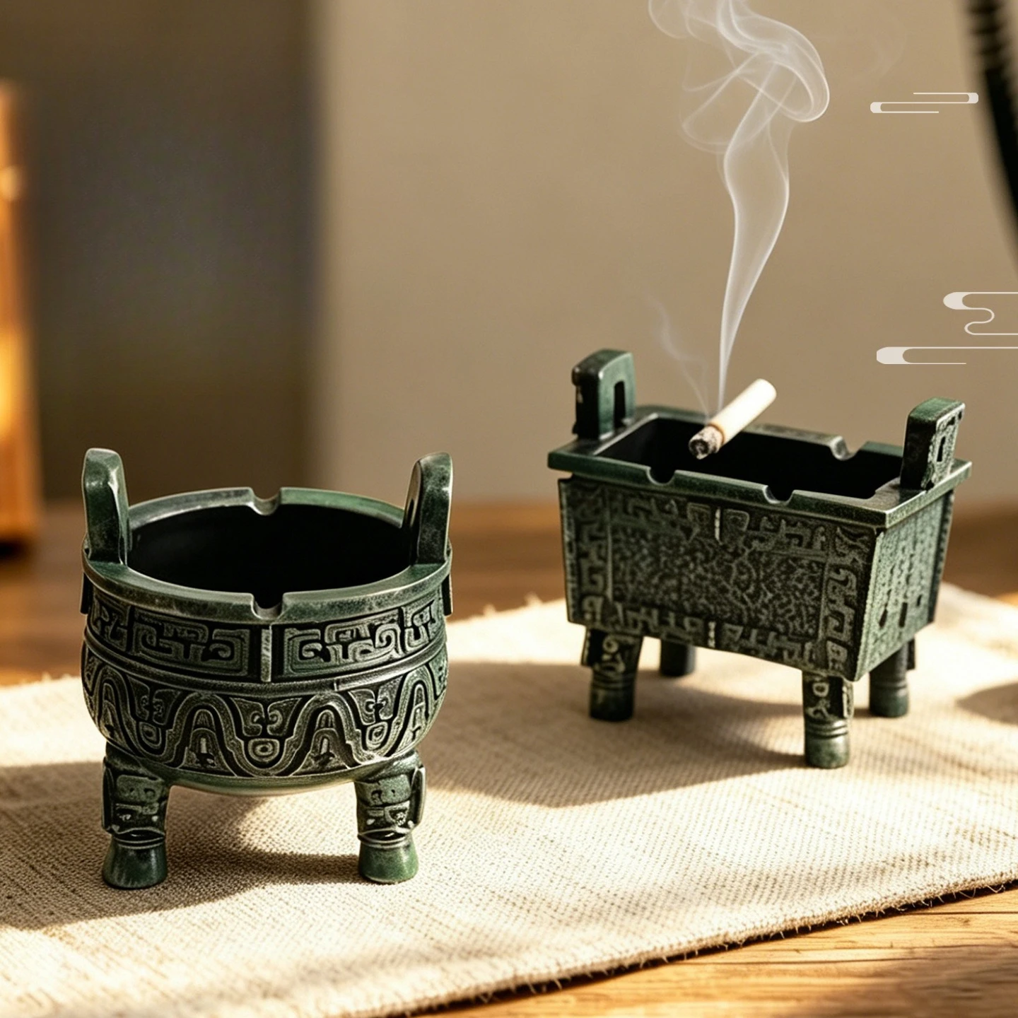 Creative ashtray ornament, fly ash and smoke odor prevention ashtray