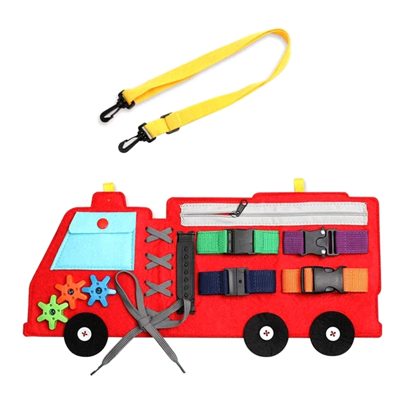 Fire Truck Busy Board Toys Activity Board Educational Learning Toys Kids Sensory Basic Skills Practice Toys