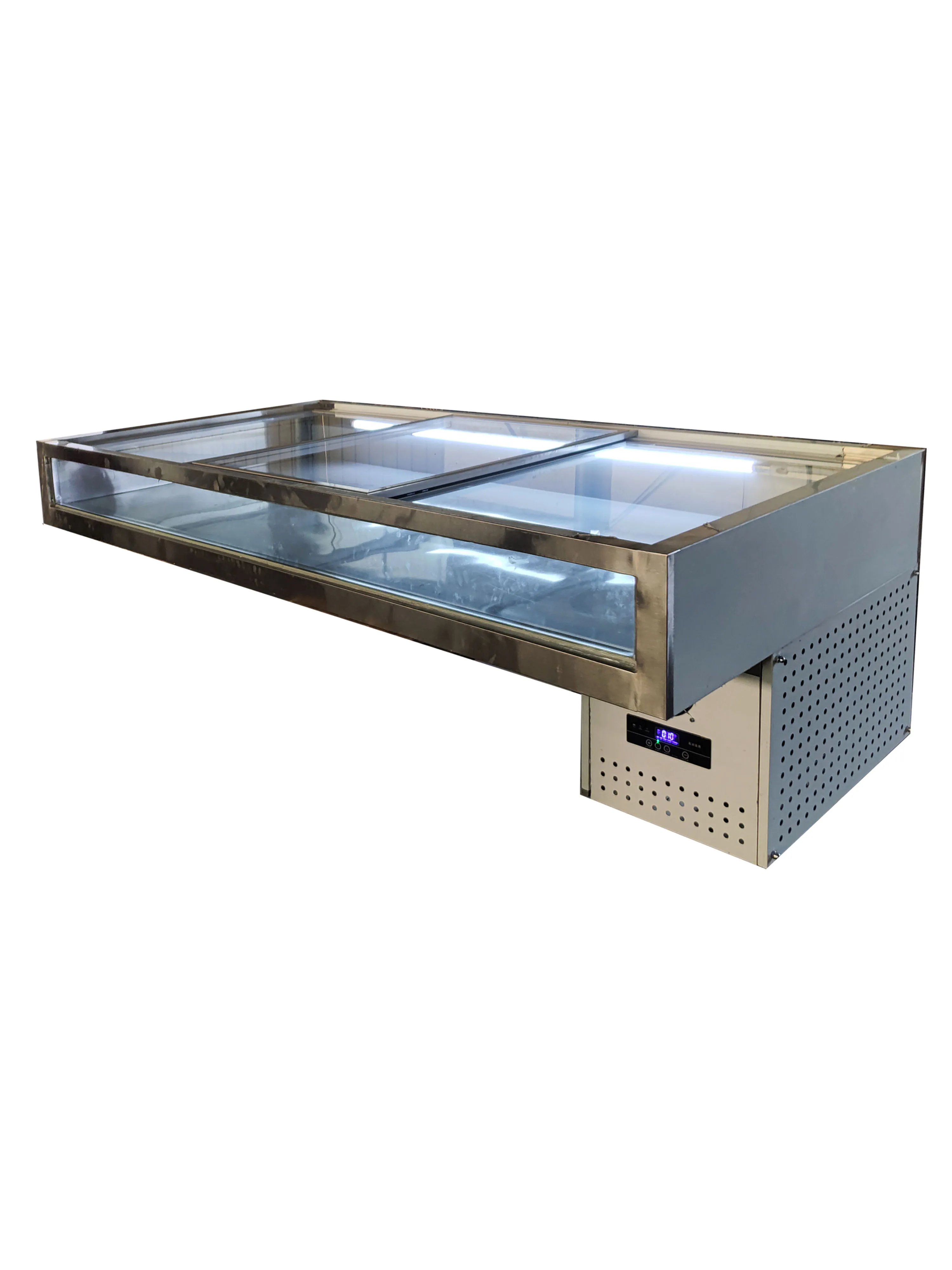 

Stainless steel seafood refrigerated stepped stall, barbecue, fried skewers, cooked food buffet, ice fresh table