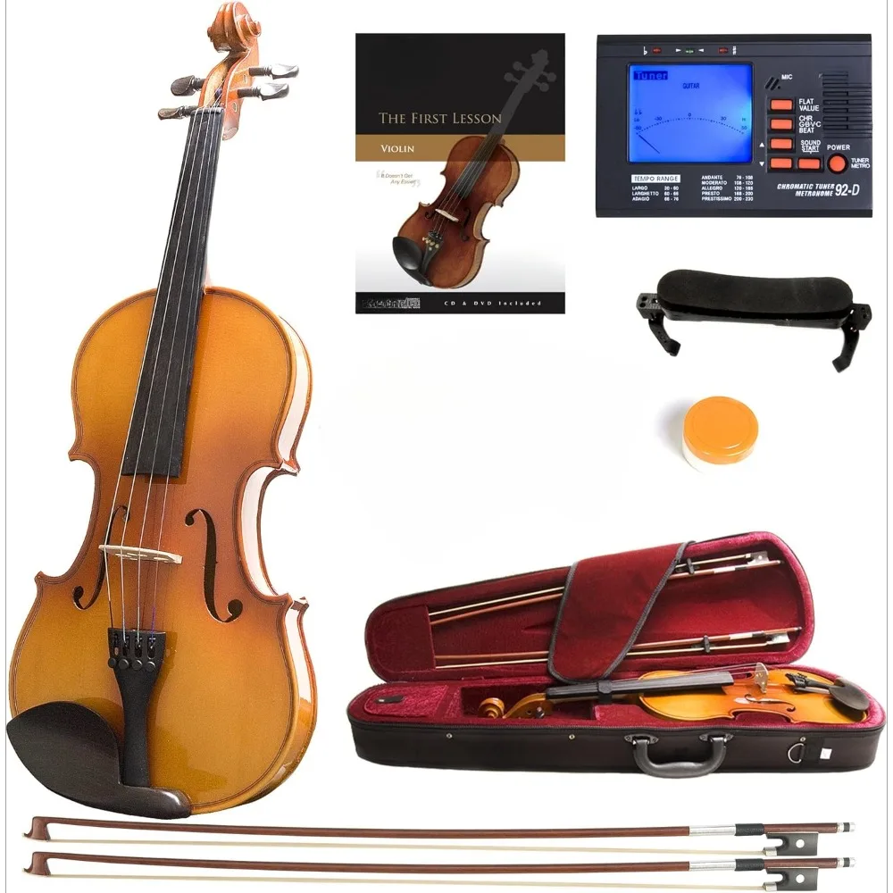 

Violin Instrument - Size 4/4 Acoustic Violin with Bow, Case, Tuner, Metronome & Extra Strings, Kids & Beginner Violin