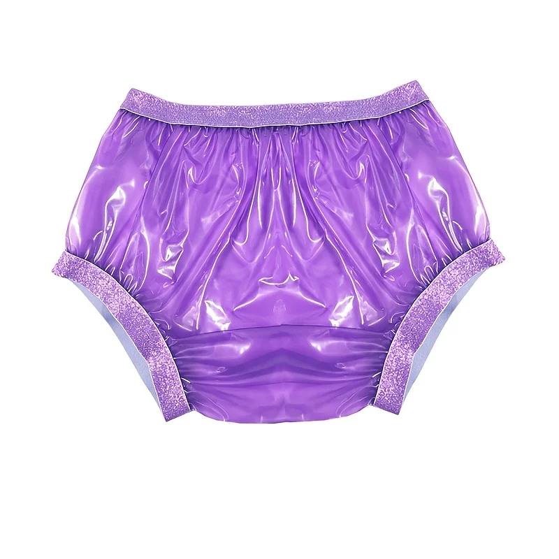 Reusable Plastic Panites Adult Baby Diaper Pants Incontinence Underpants Diaper Cover PVC Panties Purple