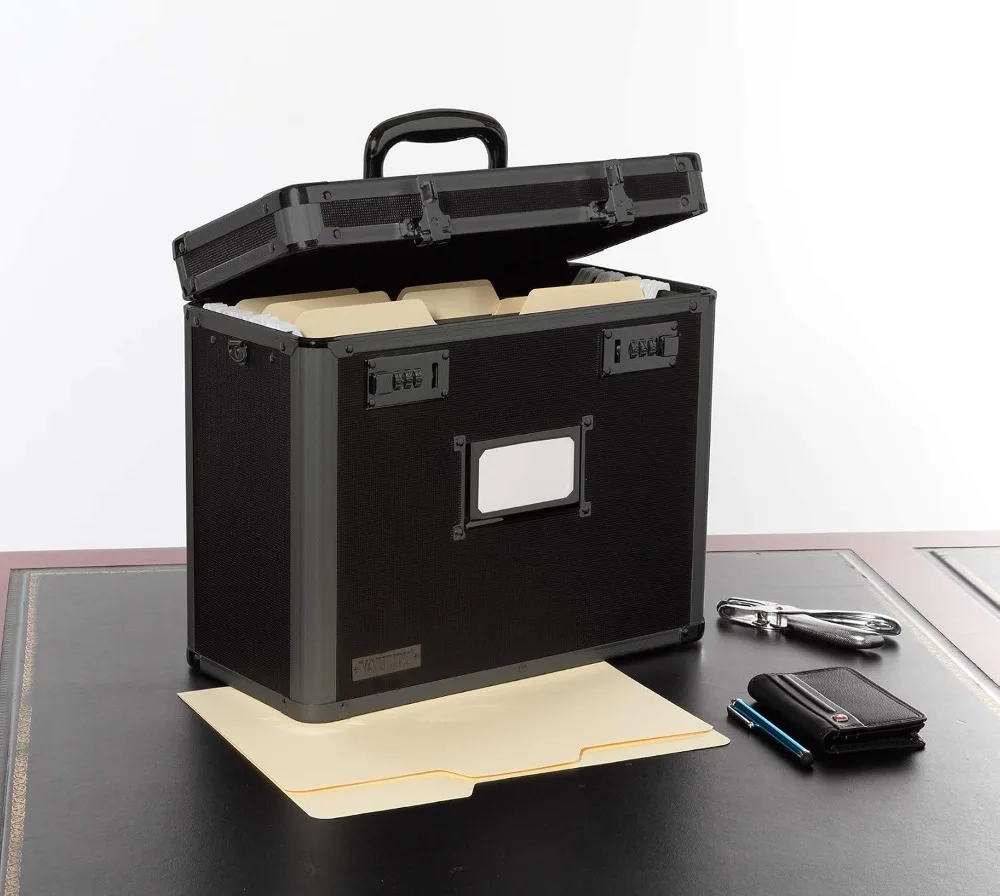 Portable Locking File Box with Dual Combination Locks - Letter Size, Sturdy & Secure Storage for Office Documents