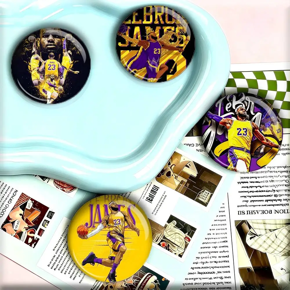 LeBron J-James Famous basketball 25mm 32mm 44mm 58mm 75mm Brooches Badges Pins for Accessories Gift