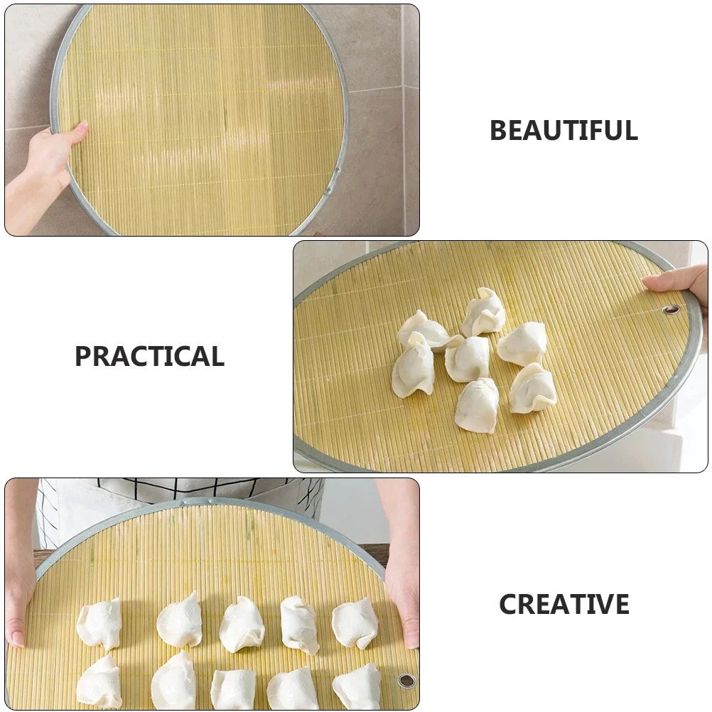 

1pc Round Bamboo Dumpling Tray Steamed Bun Lid Food Storage Pad Non-Stick Kitchen Supply For Home Restaurant Use Bamboo Cover