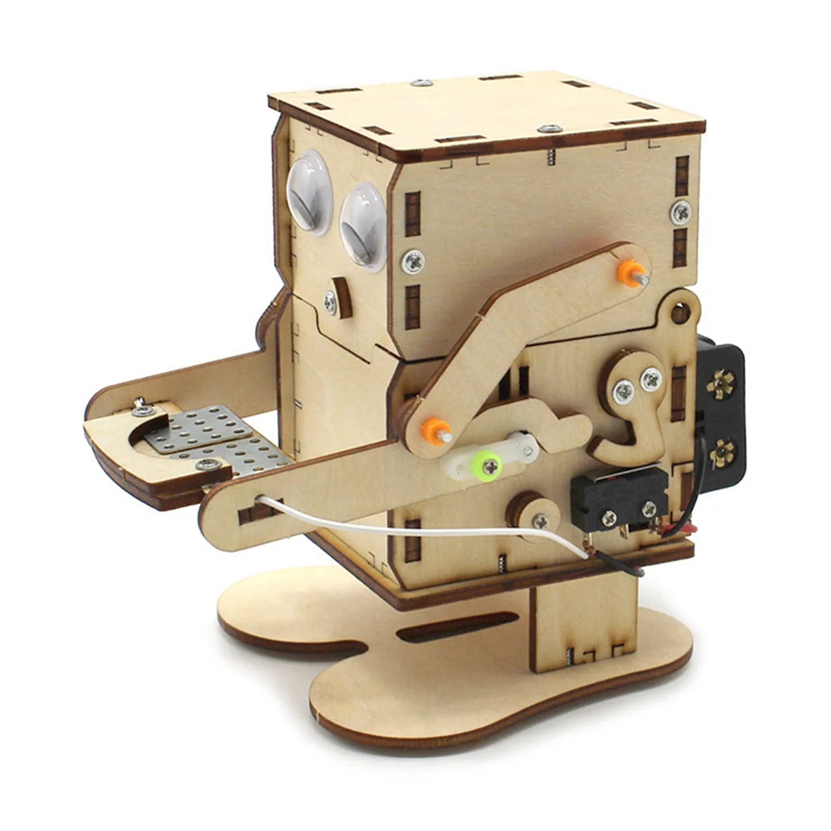 Robot Mangiare Moneta Legno Modello Fai da Te Insegnamento Apprendimento Stelo Kit di Progetto per Bambini Esperimento Scientifico Kit di Montaggio in Legno