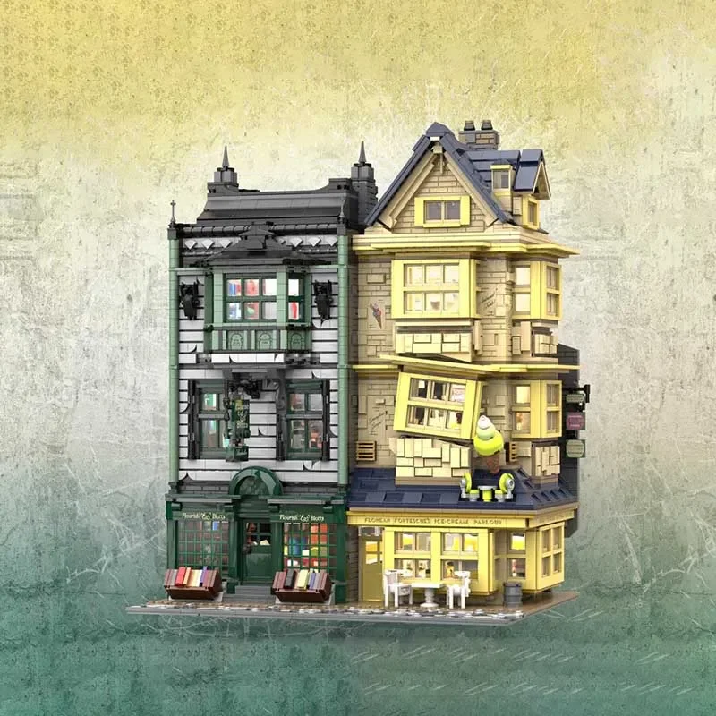 نموذج الفيلم Moc اللبنات البلاط والفلوريان الآيس كريم صالون نموذج التكنولوجيا الطوب لتقوم بها بنفسك ألعاب تجميع الهدايا البناء