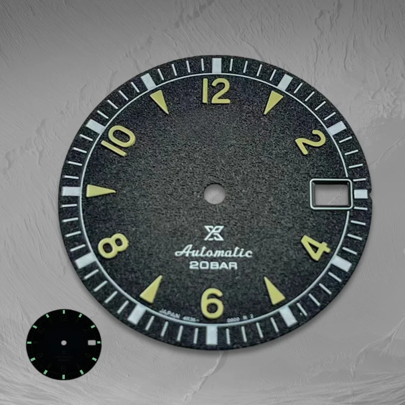 NH35 Dial 28.5mm Dial S Dial with Green Luminescence, Suitable for NH35/NH36 Movements, Watch Modification Accessory