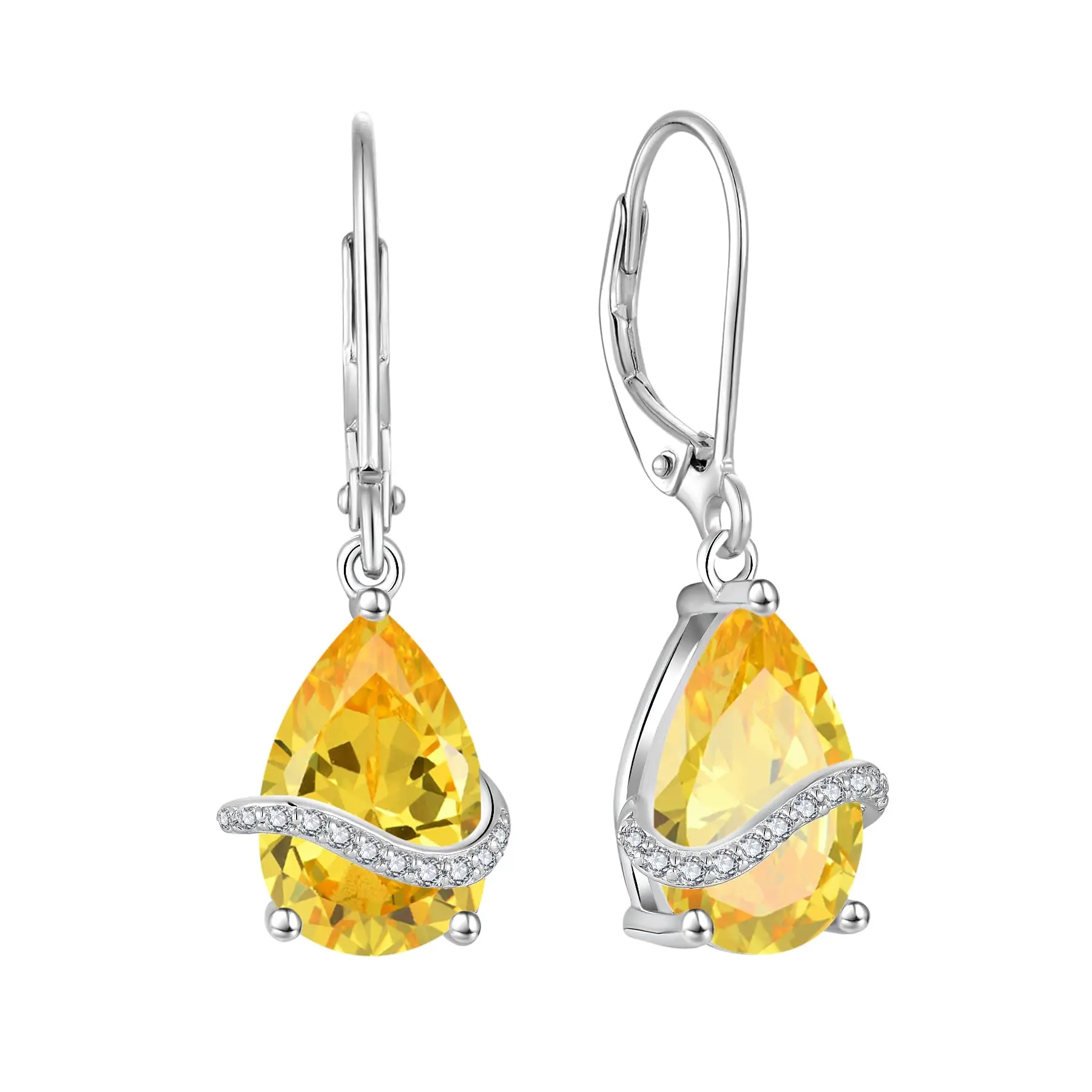 

Teardrop Dangle Earrings For Women Leverback Drop Jewelry With Crystal Accents