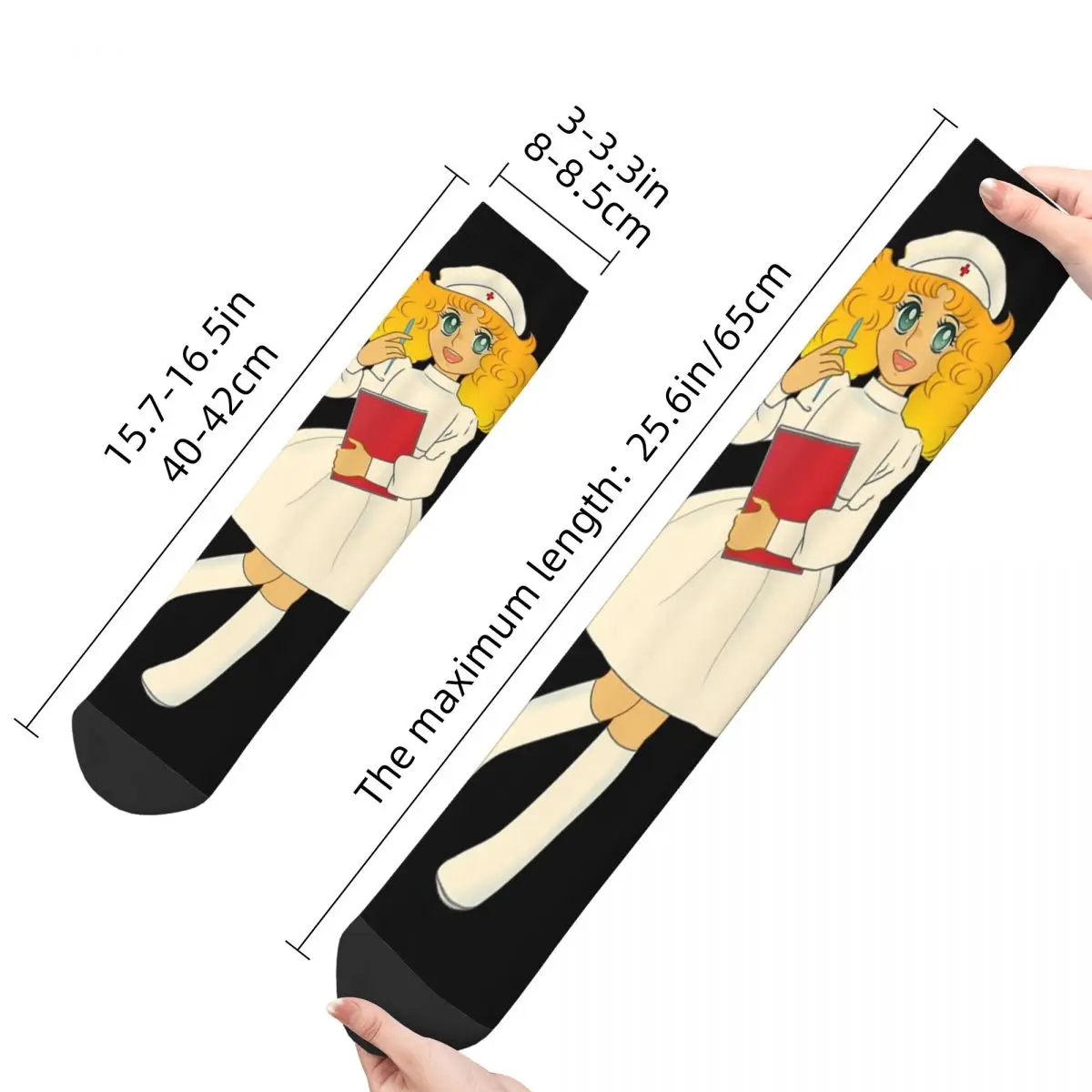 Funny Happy Men\'s Socks Nurse Retro Harajuku Candy Candy Anime Street Style Novelty Pattern Crew Crazy Sock Gift Printed