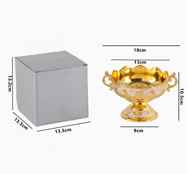 Zinc Alloy Stainless Steel Metal European Double Ear Fruit Bucket KTV Ornament Double Ear Fruit Bucket Snack Plate