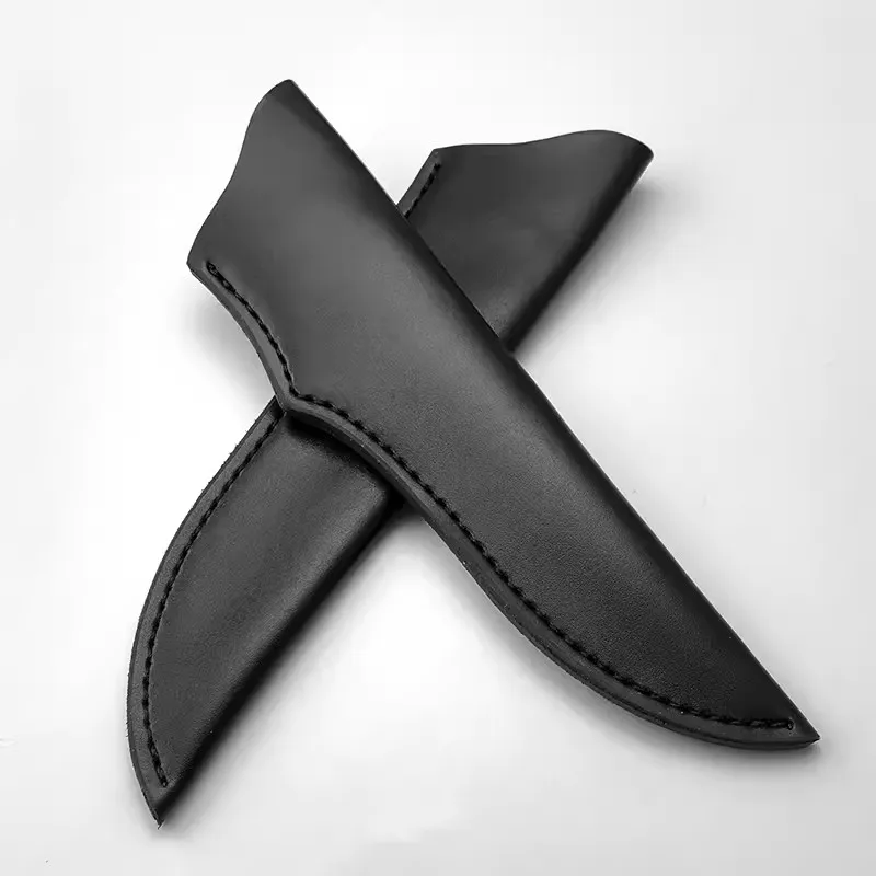 1-częściowa czarna pochwa ze skóry PU z miedzianą klamrą, mała, prosta pochwa do noża na zewnątrz