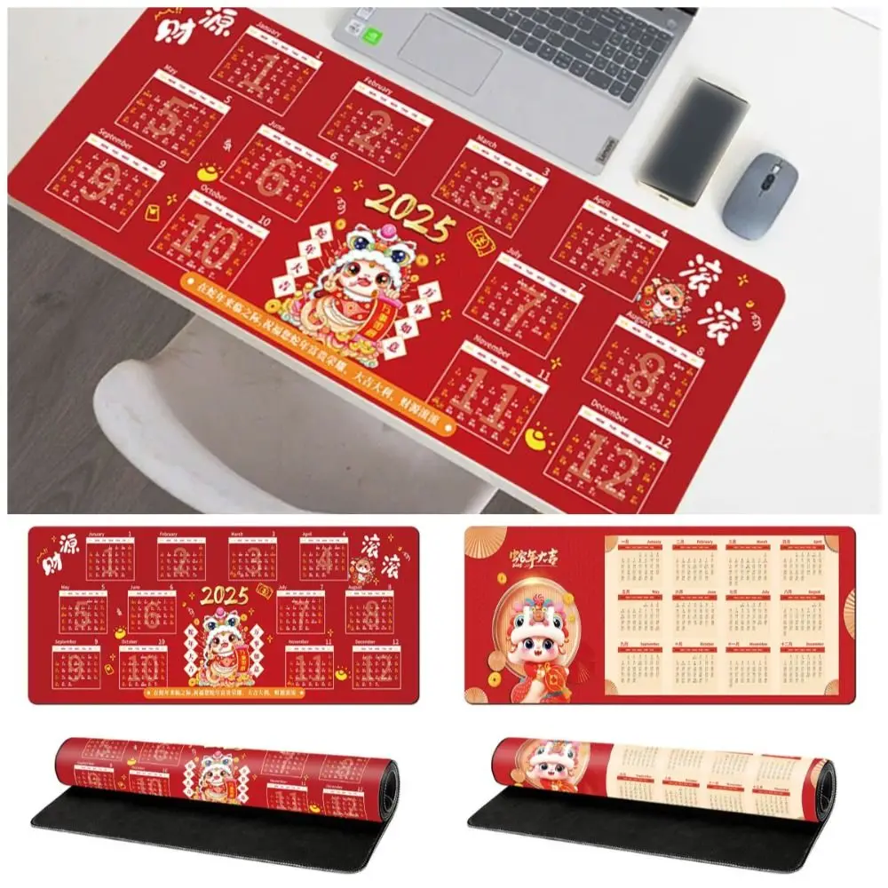Alfombrilla de ratón con calendario creativo 2025, suave, 80x30cm, 90x40cm, alfombrilla de ratón para juegos, regalo de Año Nuevo, alfombrillas de teclado con borde cosido para el hogar y la Oficina