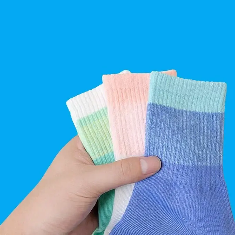 5/10 Pairs Gradient Color Sweat-Absorbing Socks Pure Cotton Socks Women's Spring Autumn Summer Sports Breathable Mid-Tube Socks