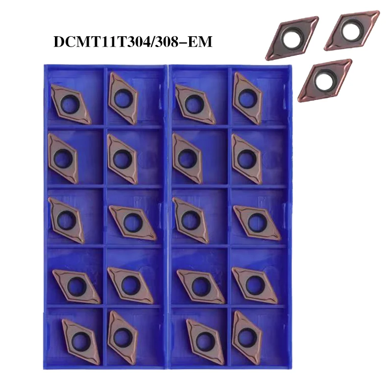 10pcs DCMT11T304 DCMT11T308 EM EF  DCMT11T302-EF YBG205 Carbide Inserts CNC Lathe Cutter Turning Tool DCMT for Stainless Steel