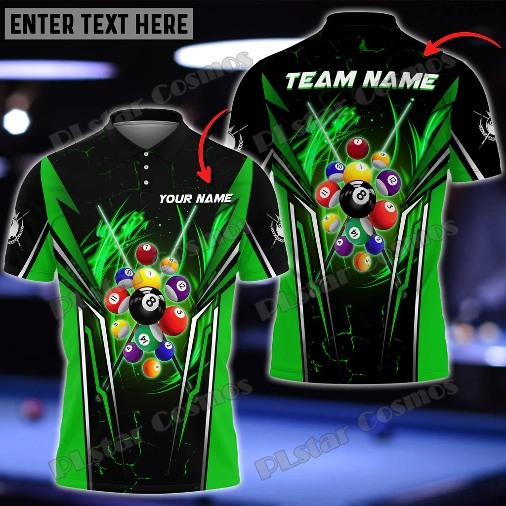 Billiards 8 Ball Personalized Name Multicolor Option 3D Printed Fashion Men's Polo Shirt Summer Unisex Casual Polo shirt WK148
