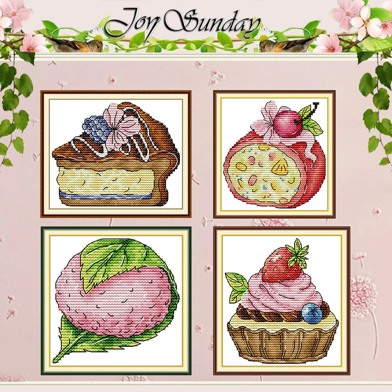 Dessert Series Patterns Counted Cross Stitch Set DIY 11CT 14CT 16CT HD Stamped DMC Cross-stitch Kit Embroidery Needlework Crafts