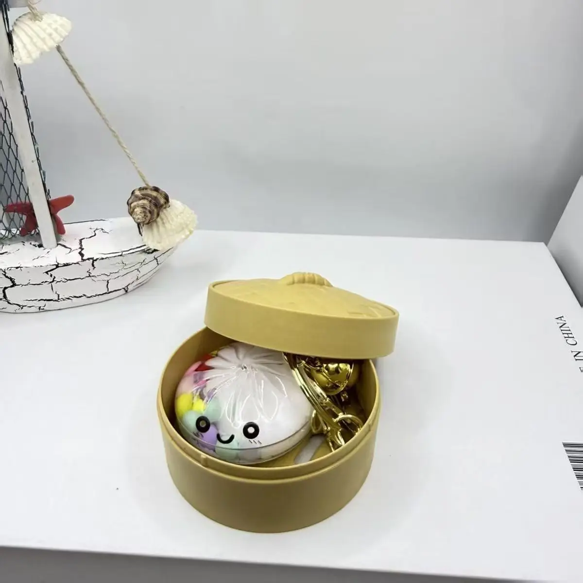 Neuer Stil, farbenfroher Gesichtsausdruck, Simulations-Cha-Siu-Bao, Kinder-Schlüsselanhänger, kleiner Käfigbrötchen-Spielzeuganhänger