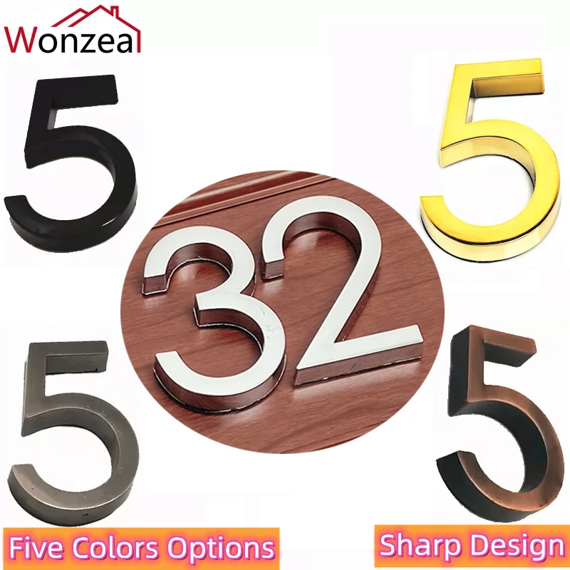 58mm 0123456789 Modern Door Number Plaque Door Plate Number House Number Hotel Door Address Digits Sticker Sign ABS Plastic