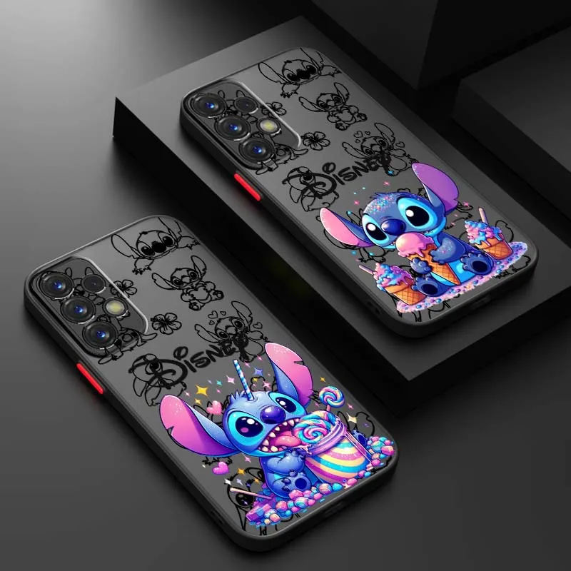 

Stitch Ice Cream Love Cute Phone Case For Samsung S25 S24 S23 S22 S21 S20 S10 S9 Ultra Plus Edge FE 5G Frosted Translucent