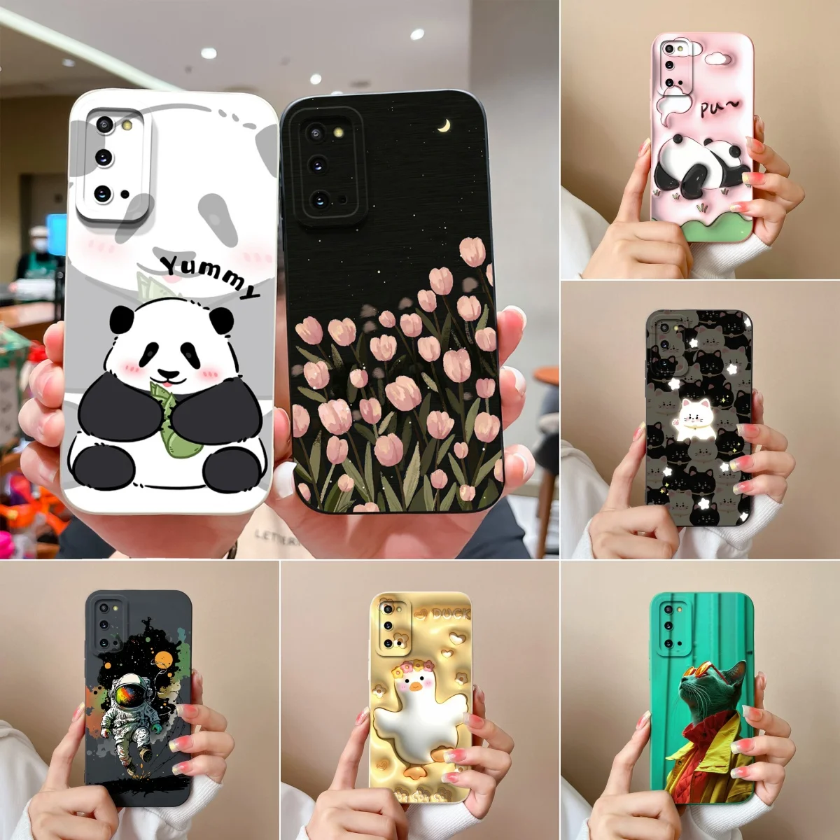 Cases For Samsung Galaxy S20 S20FE S20Plus S20Ultra Case Panda Cat Funda For GalaxyS20 Ultra Coque S20 Lite S20+ Soft Back Cover